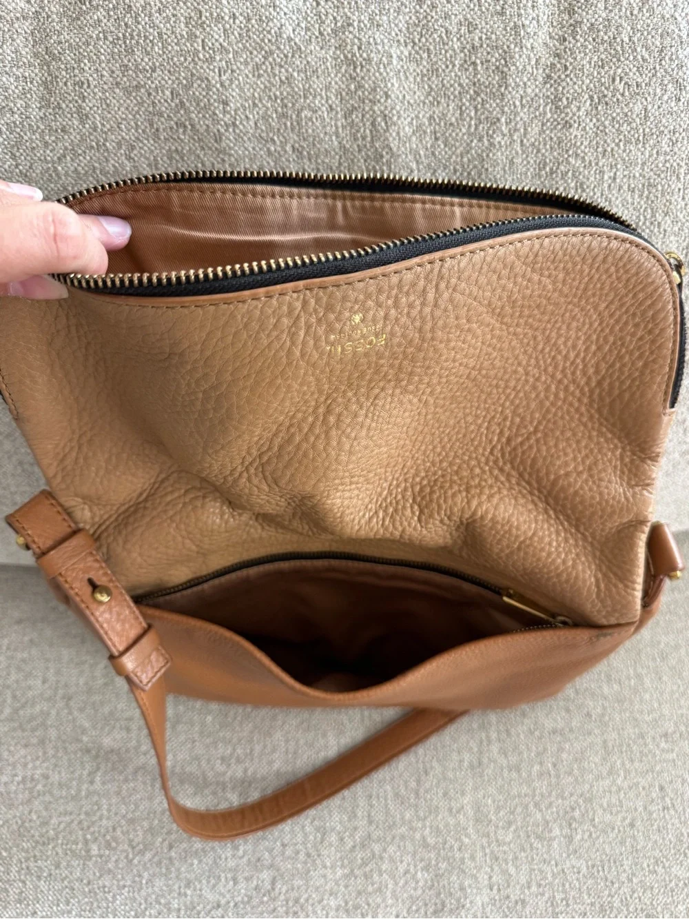Fossil Two-Tone Brown & Tan Leather Crossbody Bag